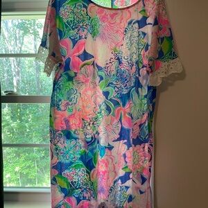 Floral Multicolor Dress with Lace Sleeves